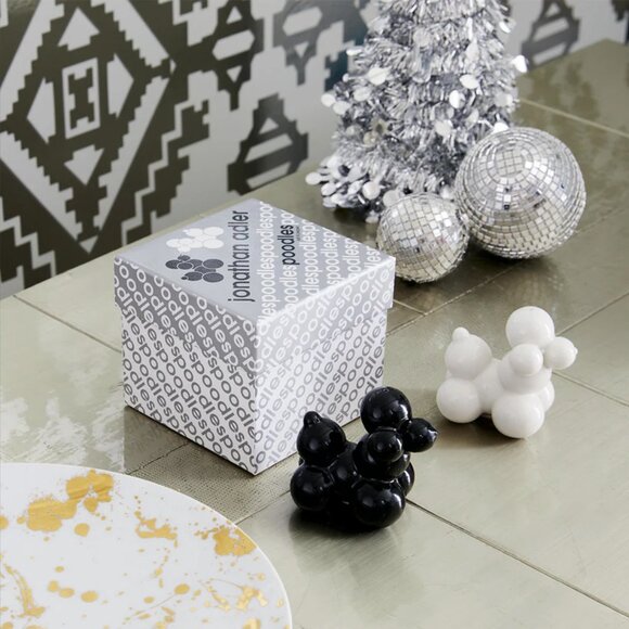 Jonathan Adler Poodles Salt & Pepper Shakers black & white - Picture 1 of 5